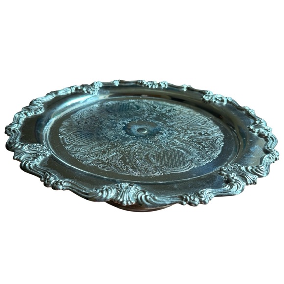 Antique F. B. Rogers silverplate footed Nouveau design cake stand, made in Italy - Picture 3 of 8